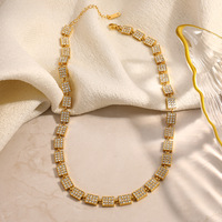 Collier tennis carré de luxe en CZ, chaîne en acier inoxydable doré, bijoux pour femmes