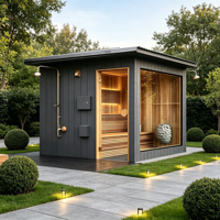 Sauna extérieur moderne Yozon de 3 mètres en structure acier préfabriquée avec grande fenêtre vitrée pour maison, bureau et cour de villa