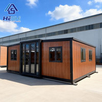 Maison conteneur préfabriquée pliable et extensible de 40 pieds ou 20 pieds, prête à être expédiée, en acier léger, 2, 4 ou 5 chambres, maison portable