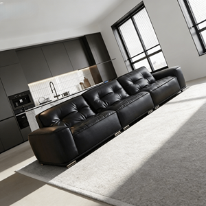 Nuevo Sofá de Cuero Genuino de Lujo Urbano, Diseño Cuadrado, Esponja Duradera, Fácil de Limpiar, Estructura Resistente, Muebles para el Hogar - Product Image 6