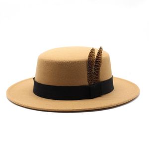 Sombrero Fedora de Fieltro con Copa Plana y Ala Ancha para Hombre y Mujer, Estilo Vintage Británico Retro, Ideal para Otoño, Casual, Pesca, Viajes, Bodas y Fiestas - Product Image 3