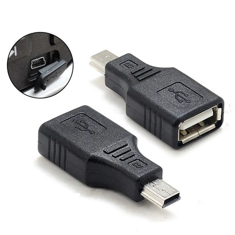 Convertidor de adaptador USB 2,0 tipo A hembra A Mini B macho