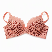 Soutien-gorge push-up à armatures avec dentelle imprimé léopard