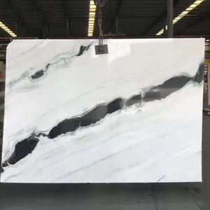TMZ STONE ODM OEM Venta al por mayor Natural China mármol blanco losa pared piso importadores lagos piedra Panda blanco mármol encimeras