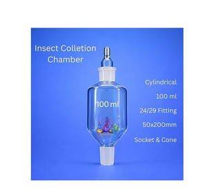 Chambre de collecte d'insectes cylindrique compacte 100 ml en verre borosilicate transparent, récipient de capture d'échantillons, personnalisable OEM - Product Image 1