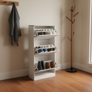 Mobiletto Portascarpe in Legno 33x15x85cm, Organizzatore Salvaspazio a Tre Ripiani per Casa, Tipo Verticale - Product Image 2