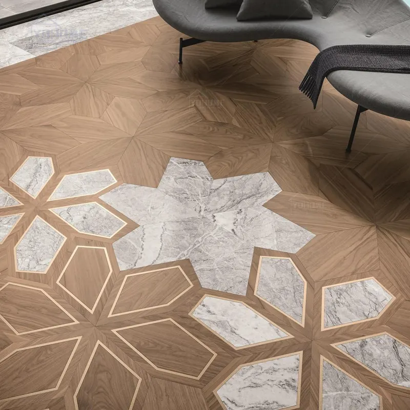 Europäisches Luxushotel Innen architektur Parkett Dielen Parkett moderne Marmor Inlay Holzböden Holzfußboden