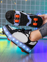 Chaussures personnalisées 2-en-1 avec roues, patins à roulettes à 4 roues, lumières LED rechargeables par USB, chaussures de sport élégantes pour activités de plein air