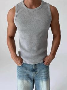 Gebreide zomertanktop met spierpasvorm, mouwloos, gym, bodybuilding, geribbeld, voor heren - Product Image 3