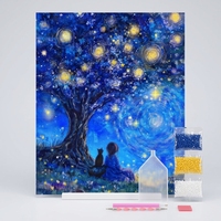 Peinture Diamant 5D à Pointillage Complet, Motif Nuit Étoilée, Arbre Magique, Fille, Chat, Paysage au Clair de Lune, Kit d'Art DIY pour Décoration Murale