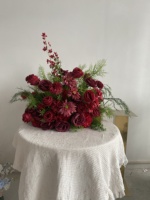 Centre de table vintage en fleurs de soie mélangées, arrangement floral artificiel d'hortensias rouge foncé et rose pour la décoration d'événements et de banquets