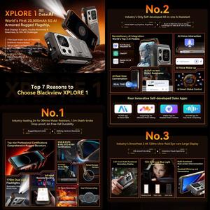Blackview XPLORE 1 Versione Globale, Smartphone Rugged con Batteria da 20000mAh, 12GB+256GB, Ricarica 55W, Android 15, NFC, 5G - Product Image 2