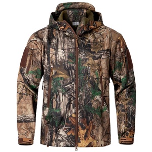 Ropa de Caza Silenciosa para Hombre, Chaqueta de Senderismo de Soft Shell, Chaqueta de Invierno Floral Impermeable Reversible con Capucha y Bolsillos - Product Image 1