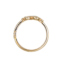 Bague ouverte en or jaune 18 carats sertie de diamants, motif clé en filigrane, bijou de luxe pour femme