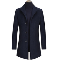 Veste Trench en Mélange de Laine pour Homme avec Col Montant et Manches Longues Style Business Grande Taille pour l'Hiver