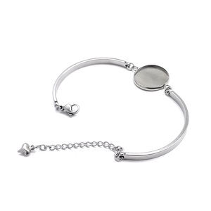 Base de pulsera de acero inoxidable con dije de corazón para accesorios de fabricación de joyas DIY, 8g de peso, fornituras hechas a mano - Product Image 4