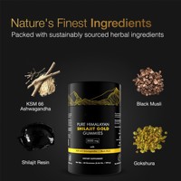Pure Himalayan Shilajit Gummies Gold Lab Testé Sans Sucre Ajouté Ashwagandha Gokshura Antioxydant Liquide Oral pour Adultes Hommes Femmes