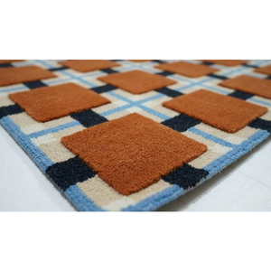 Modern Geometric Pattern Area <b>Rug</b> Rectangle Orange <b>Black</b> White Flat Weave Rubber Backing Living Room Use - Product Image 3