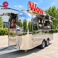 Remorque de restauration mobile Cogsun en acier inoxydable poli miroir pour événements et festivals