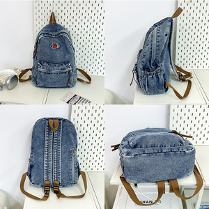 Sac à dos en jean élégant et grande capacité pour adolescents, sac d'école simple et décontracté pour étudiants universitaires, unisexe - Product Image 2