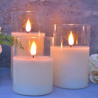 Jeux de bougies LED puces USB, nouvel ensemble de bougies en verre, mèche en 3D, sans flamme