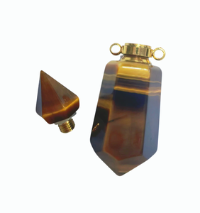 Pendentif flacon de parfum personnalisable en œil de tigre naturel, flacon d'huile essentielle en pierre précieuse, bijoux en gros - Product Image 1
