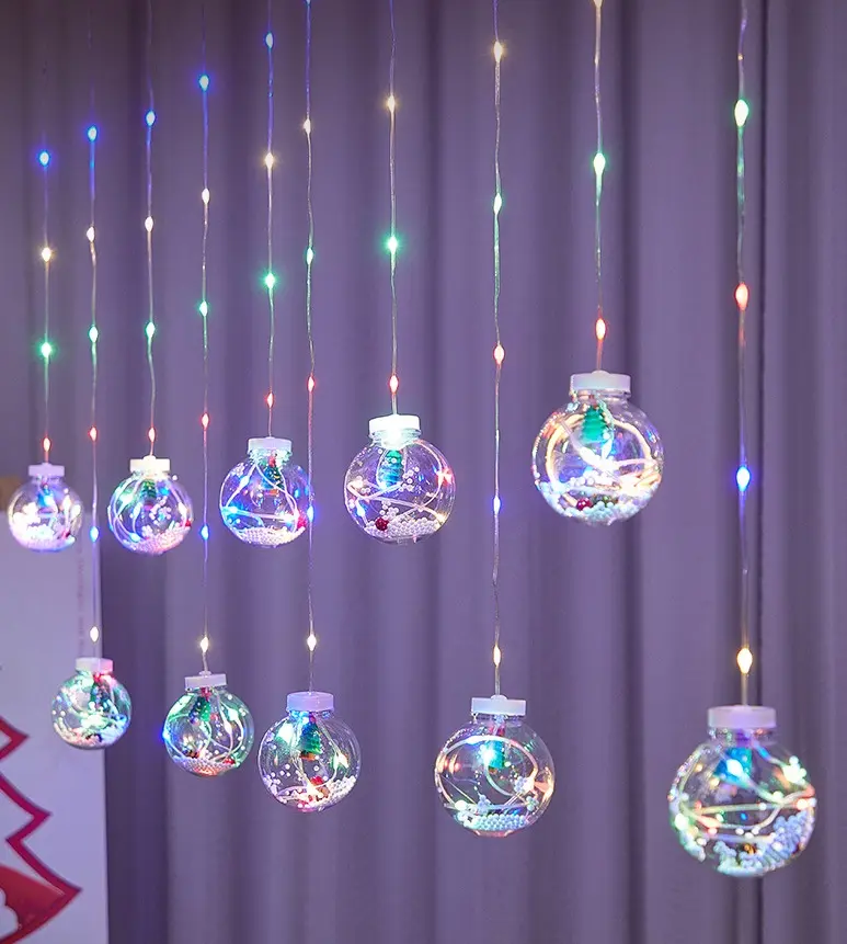 Incandescente festa festiva albero di natale ornamenti palla LED luce finestra tenda luci luces de navidad