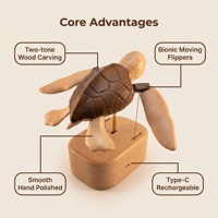 Figurine cinétique en bois de tortue marine mobile, sculptée à la main, décoration en gros pour musées, boutiques de cadeaux et commerces de détail