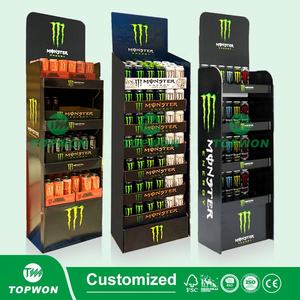 ชั้นวางแสดงกระดาษลูกฟูกสำหรับซูเปอร์มาร์เก็ตผลิตภัณฑ์ไวน์ขวดเบียร์เครื่องดื่มแบบสั่งทำ - Product Image 2