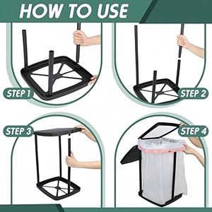 Expandable Trash Bag Holder <b>Plastic</b> With <b>Lids</b> For Indoor Outdoor Use Household Garbage Storage - Product Image 3