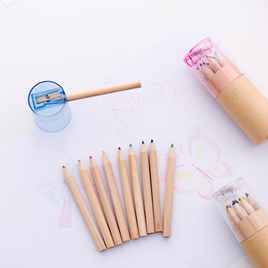 Özel logo kalem Mini altıgen Woodless renkli kağıt tüp içinde kalemtıraş ile kalem seti çocuk yuvarlak ahşap renkli kalemler - Product Image 3