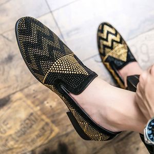 European High-end Rhinestone Shoes <b>Men's</b> Leather Match Color Fashion Brand Business Casual <b>Dress</b> Party Slip-on <b>Men</b> Formal Shoes - Product Image 1