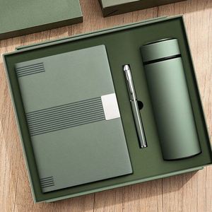Ensemble de carnet de notes A5 pour entreprise, couverture rigide en cuir PU avec stylo, clé USB, reliure cousue, coffret cadeau d'entreprise - Product Image 3