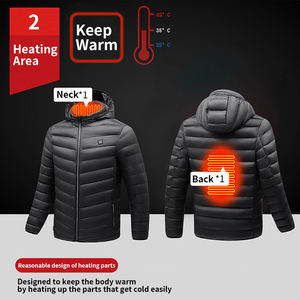 Custom Canvas Letter Pattern Men's <b>Heated</b> <b>USB</b> Windproof Winter Hooded Puffer Jacket - Product Image 3