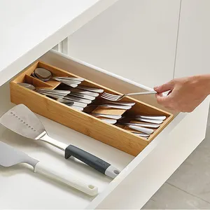 GREENSIDE Hot Sale Heavy Duty Bamboo Cutlery Expandable Kitchen Drawer Organizer Tray