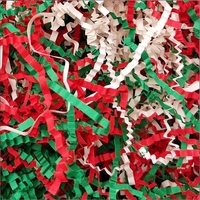 Boîte cadeau décorative en vrac recyclée, rouge, vert, blanc, couleurs mélangées, papier froissé, papier déchiqueté, papier déchiqueté multicolore, rembourrage en papier déchiqueté