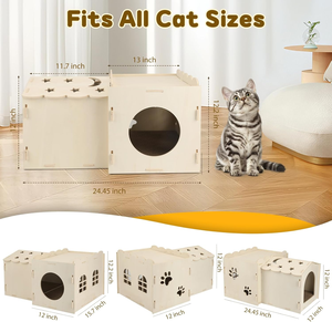 Wooden Cat Scratcher <b>House</b>,Cat <b>House</b> with Scratch Cardboard Pad,2 Tier Sturdy Kittens <b>Bed</b> <b>House</b> Indoor with Air Vents - Product Image 2