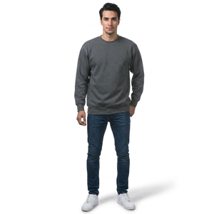 Sudadera de Felpa para Hombre, Cuello Redondo, 400g, Gris, Personalizada, 100% Algodón, Bordada, Transpirable, Ropa Básica - Product Image 1