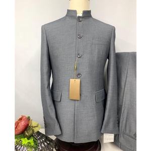 Neuankömmling Stehkragen Tang Herren Anzüge Hochzeit Bräutigam Prom Anzüge <span class=keywords><strong>2</strong></span> Stück Slim Fit Chinesische Mao Blazer Masculino Jacke Hose - Product Image 2