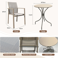 Ensemble de table et chaises de salle à manger d'extérieur de haute qualité pour terrasse commerciale, bistrot, café, avec structure en carbone et aluminium