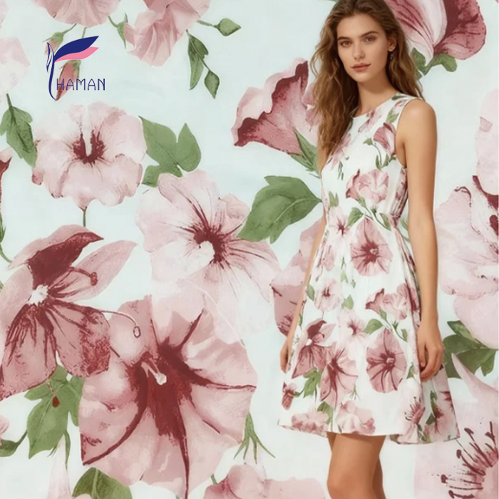 Customized Woven Digital Printed Florals 85% Rayon 15% Nylon Organic Eco-Friendly Girls/Women's Fabric for Dresses Suits Shirts
