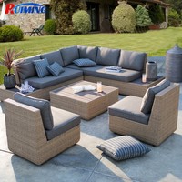 Ensemble de 3 canapés modernes en rotin PE pour patio en plastique osier pour le jardin mobilier d'extérieur sectionnel avec table à thé