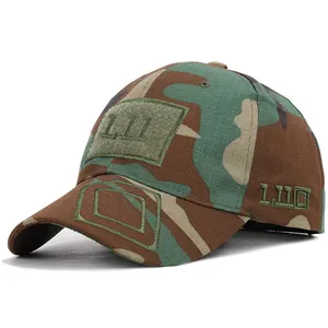 Toptan düşük MOQ Camo kova şapka erkek/Camo düz üst beyzbol şapkası düz şapka/yeşil Camo şapka