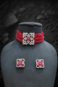 Ras du cou indien fabricant de collier en laiton AD ensemble de pendentifs tendance pour les vêtements de fête de mariage des femmes - Product Image 5