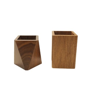 Walnut <b>Wood</b> Pen Holder Square 11x8x8cm Multi Functional Storage For Office <b>Desk</b> Or Dining Table Utensils - Product Image 5