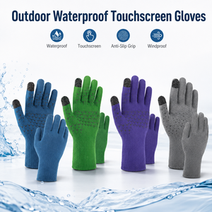 Gants en tricot imperméables personnalisés en gros avec grip en silicone et compatibles écran tactile pour le ski, la randonnée, la pêche, le cyclisme et le snowboard - Product Image 1