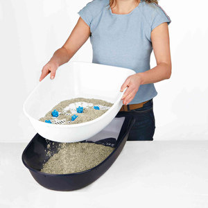 Bac à litière hygiénique pour chat Berto 39 x 22 x 59 cm gris bleu granit avec couvercle et poignées pour un nettoyage facile et un contrôle des odeurs - Product Image 4