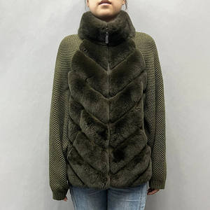 Vendita calda <span class=keywords><strong>Cardigan</strong></span> di lana di lusso in Cashmere di lusso di alta qualità <span class=keywords><strong>Cardigan</strong></span> in lana a maglia <span class=keywords><strong>con</strong></span> vera <span class=keywords><strong>pelliccia</strong></span> di coniglio Rex - Product Image 1