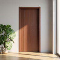 Porte intérieure moderne au design minimaliste, couleur noyer, finition WPC, panneau plat, durable, résistante aux rayures, pour immeubles d'appartements