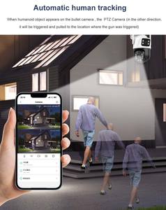 กล้องวงจรปิดไร้สาย <span class=keywords><strong>CCTV</strong></span> Factory Qearim Icsee บันทึกภาพ 4K สำหรับภายนอกอาคาร กล้องรักษาความปลอดภัยอัจฉริยะ 12V สำหรับบ้าน กล้องวงจรปิดแบบเลนส์คู่ 6MP - Product Image 2